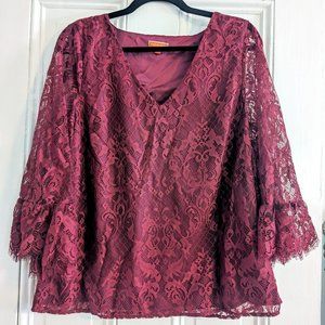 Modcloth Shirt, Burgundy/Red, Medium